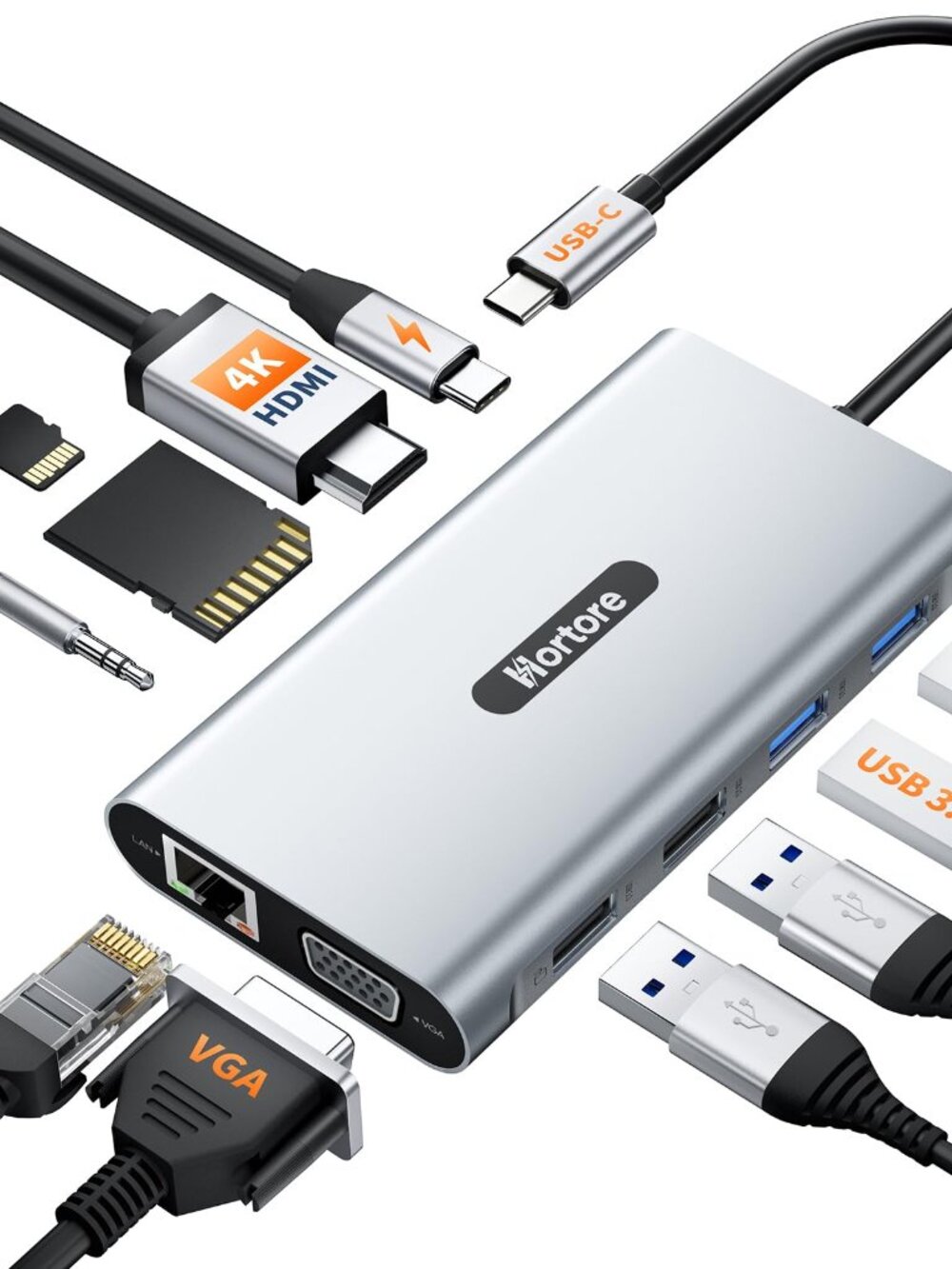 NEW Docking Station USB C Hub Multiport Adapter Triple 4K 60Hz HDMI VGA RJ45 2